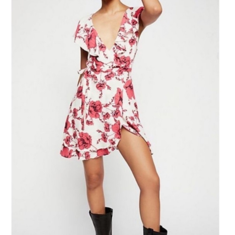 Free People Floral Wrap Mini Dress